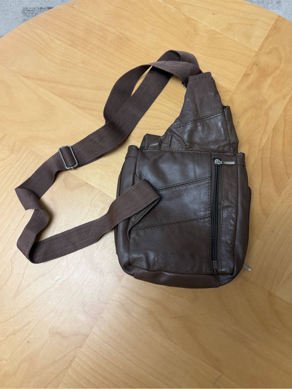 Buxton Brown Genuine Leather Crossbody Sling Bag